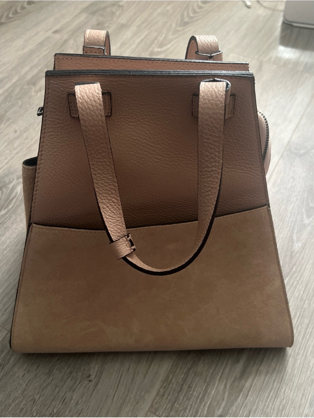 Women’s Two-Tone Tan Structured Satchel